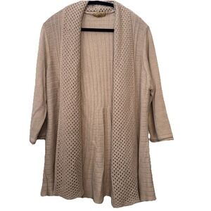 VALERIE STEVENS‎ Size 1X Duster Mocha Jacket Sweater Acrylic Cardigan Plus Size